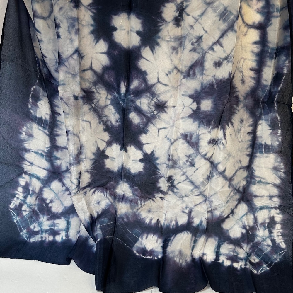 ✨ 3 for $45 DEAL! ✨ Blue Shibori Tie Dye Sheer Scarf 32” Square Lightweight Wrap